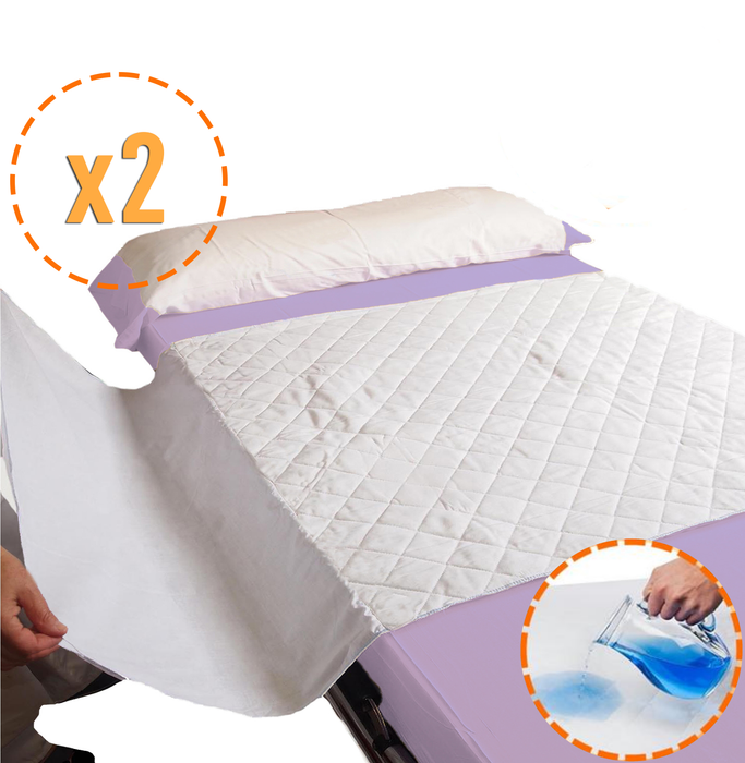 Pacote de 2 Capas Absorventes e Laváveis para Cama de Adulto com 135 cm - ECO Com Asas