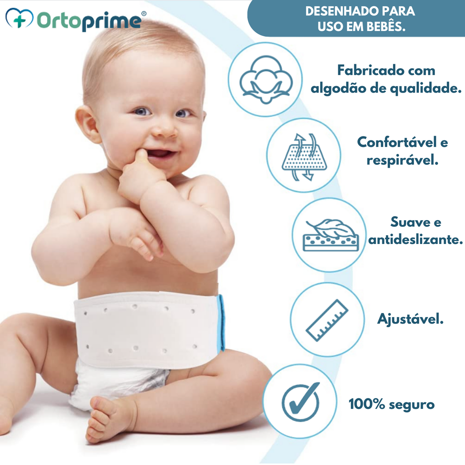 Cinta De Hérnia Umbilical Para Bebés Com 3 Almofadas— Ortoprime Pt