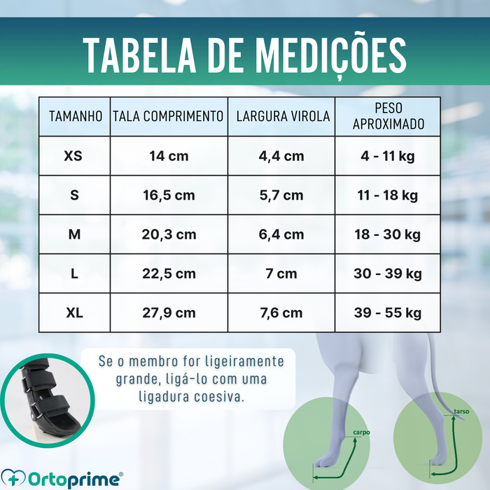 Férula de Bota Curta para Cães com Knuckling | 5 Tamanhos