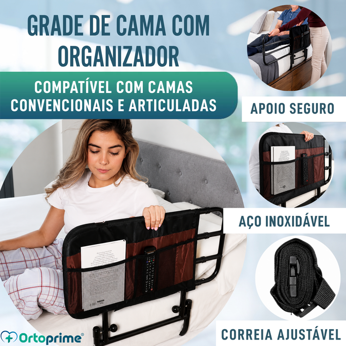 Grade para Camas de Adultos com Bolsos e Ajustável