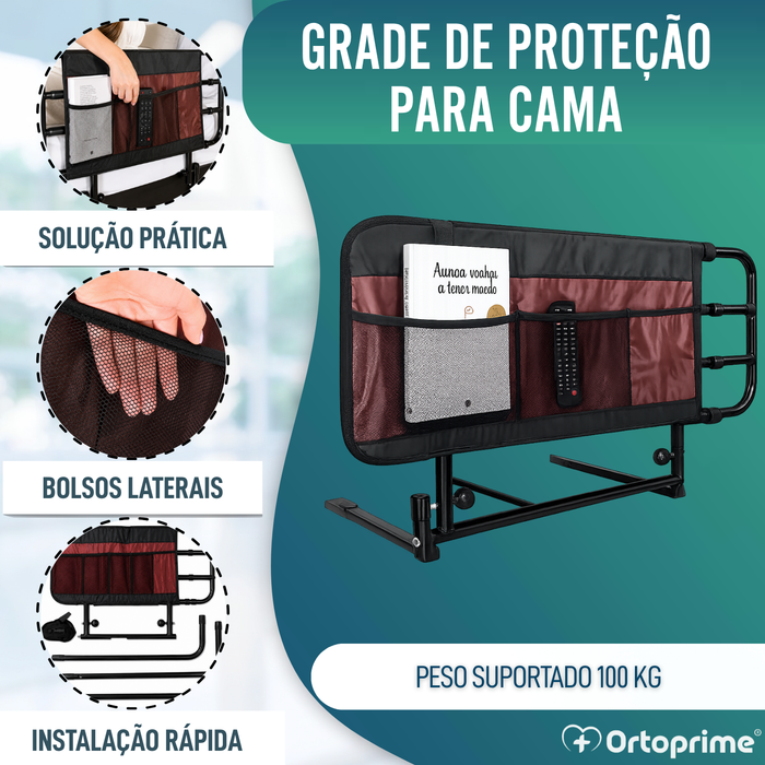 Grade para Camas de Adultos com Bolsos e Ajustável