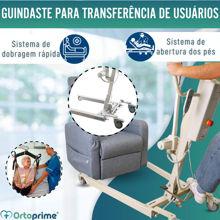 Grúa para Elevar Paciente com Arnês de Ajuste Rápido