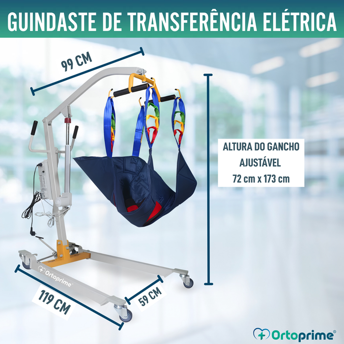 Grua Elétrica de Transferência de Doentes com Arnês Ajustável