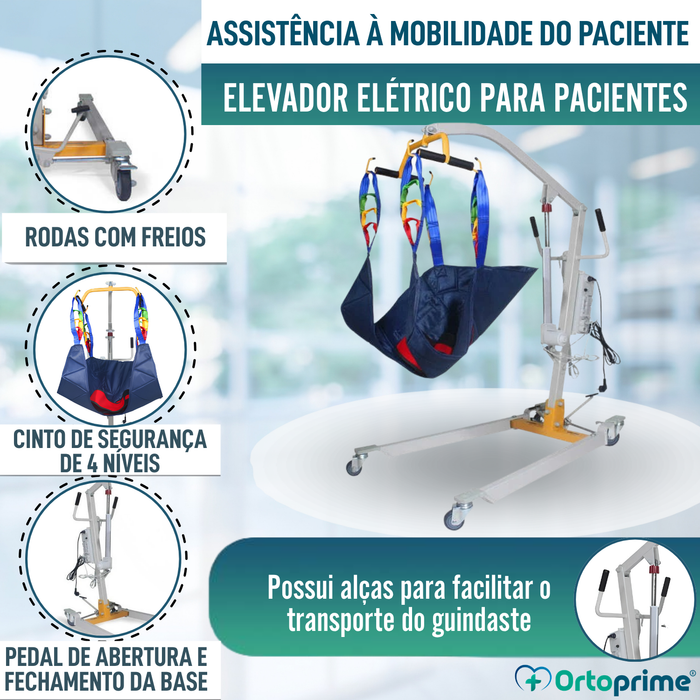 Grua Elétrica de Transferência de Doentes com Arnês Ajustável
