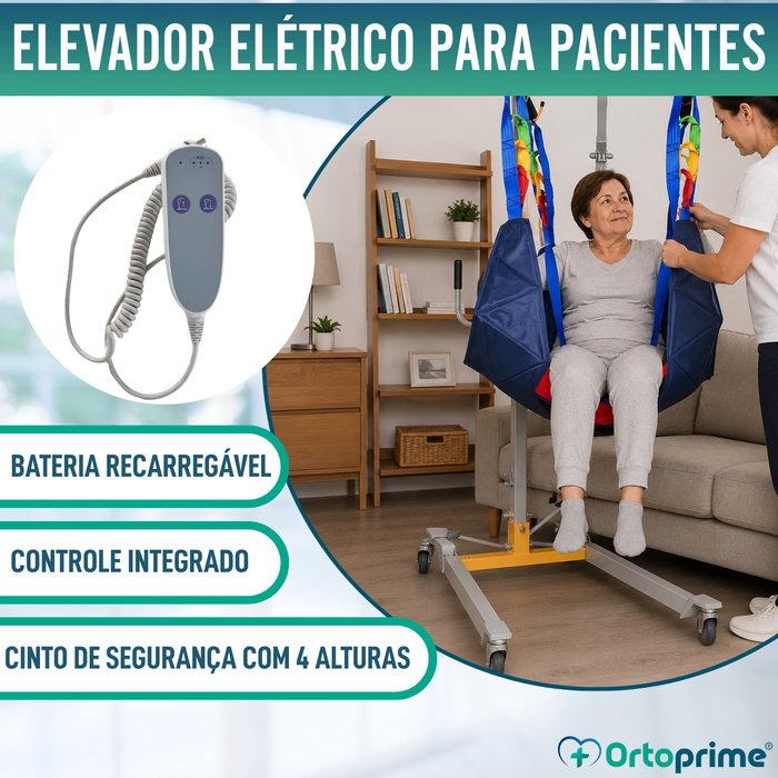Grua Elétrica de Transferência de Doentes com Arnês Ajustável