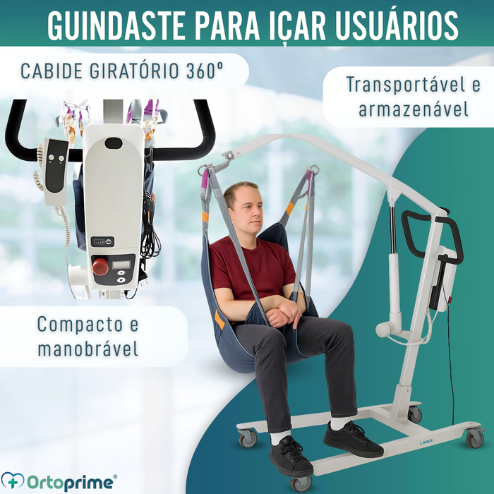 Grua Robusta para Movimentar Pacientes com Arnês em 2 Tamanhos