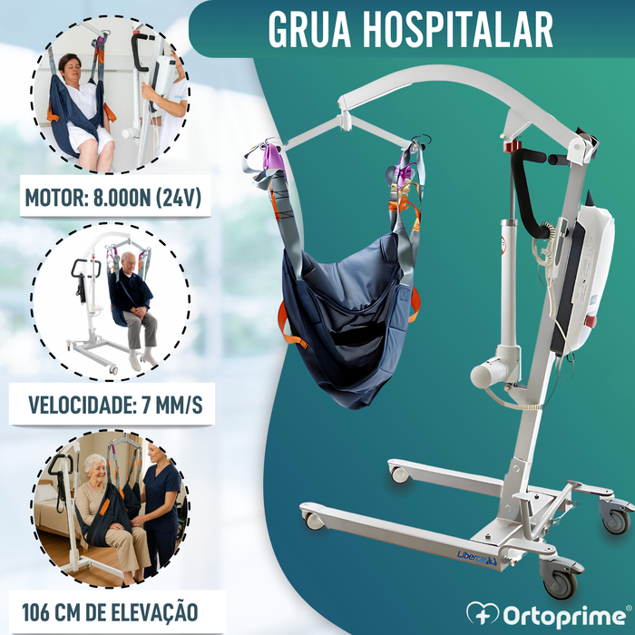 Grua para Pacientes com Arnês de Ajuste Rápido Integrado