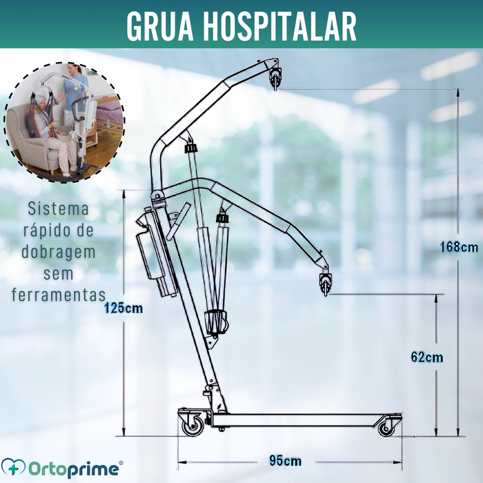 Grúa Elétrica para Transporte de Pacientes | Sem Arnês