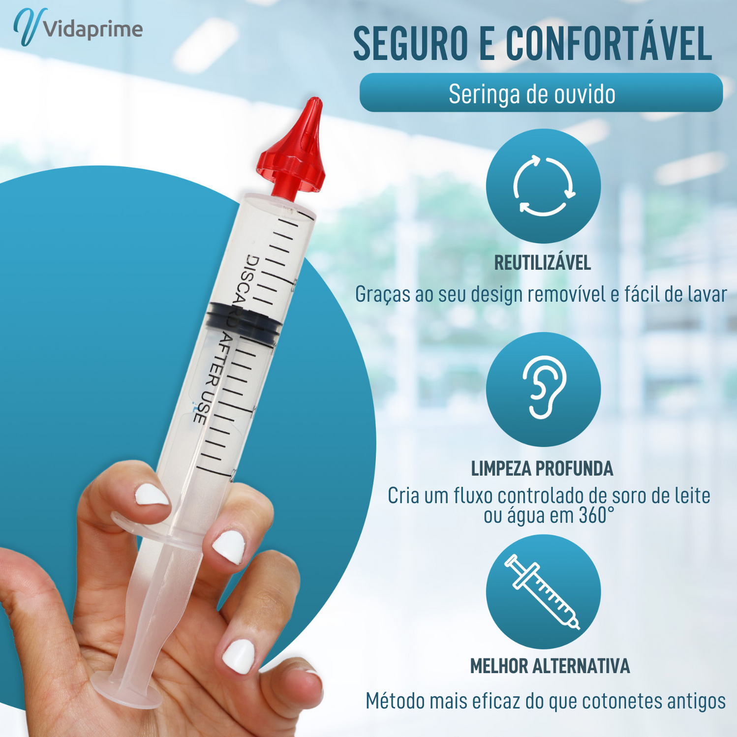 Seringa de Lavagem de Ouvidos Profissional x5 Bicos Suaves— OrtoPrime.pt