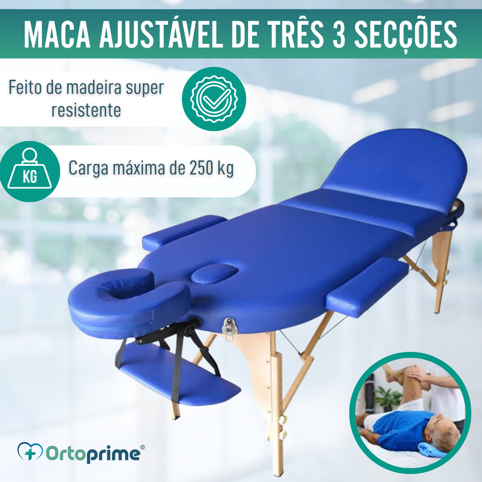 Maca Profissional de Fisioterapia Dobrável em Madeira 3 Secções