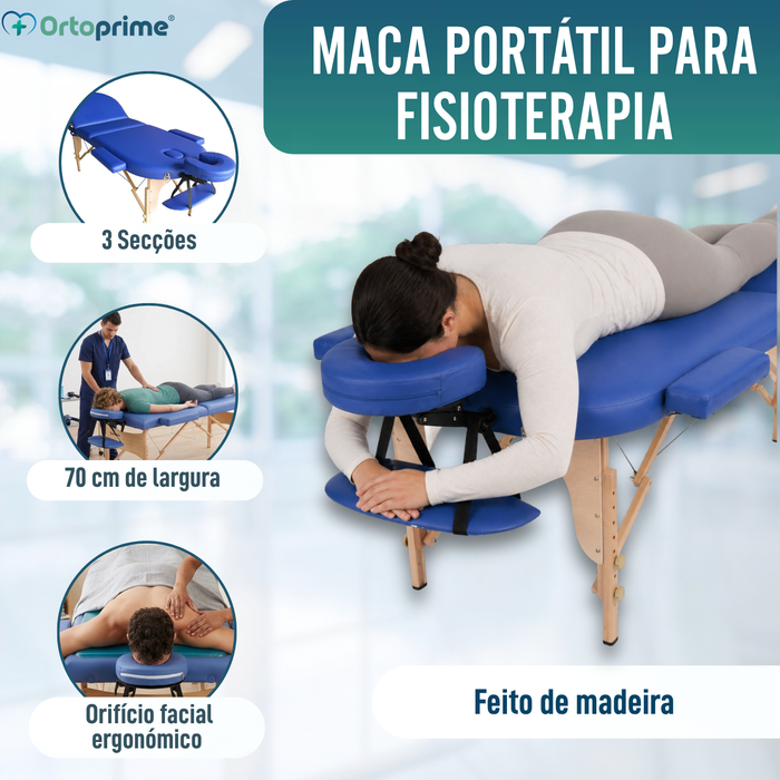 Maca Profissional de Fisioterapia Dobrável em Madeira 3 Secções
