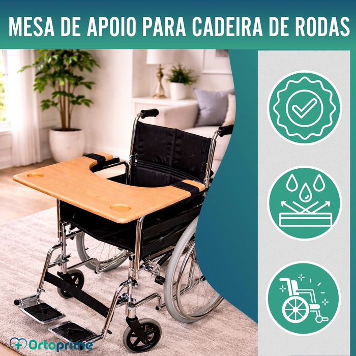 Tabuleiro para Cadeira de Rodas | Mesa com Porta-Copos