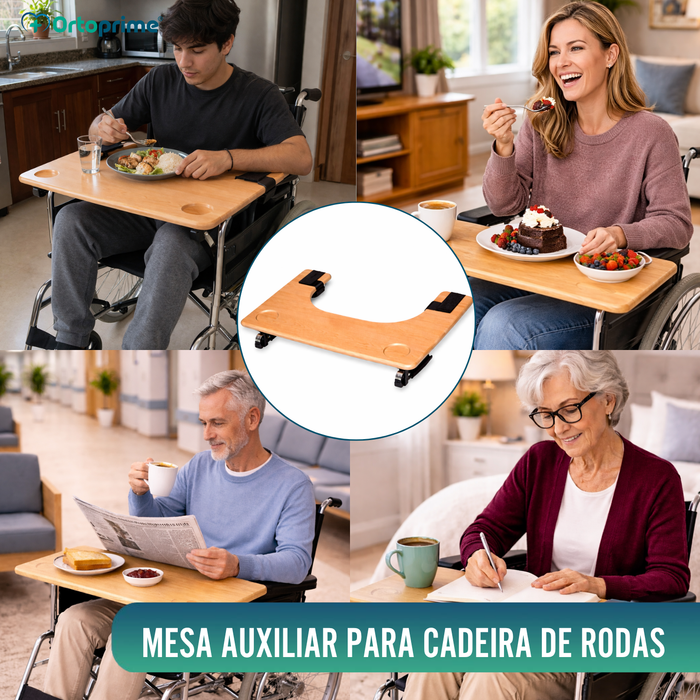 Tabuleiro para Cadeira de Rodas | Mesa com Porta-Copos