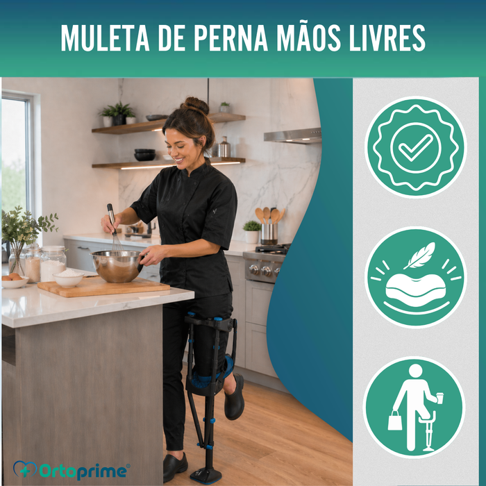 Muleta de Joelho Mãos Livres | Altura Regulável