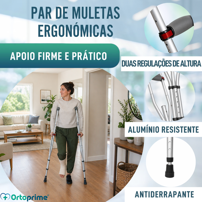 Muletas Axilares de Alumínio Reguláveis | Pack de 2