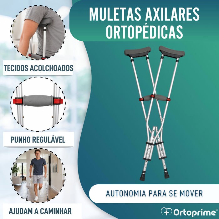 Muletas Axilares de Alumínio Reguláveis | Pack de 2