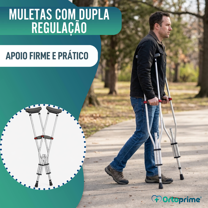 Muletas Axilares de Alumínio Reguláveis | Pack de 2