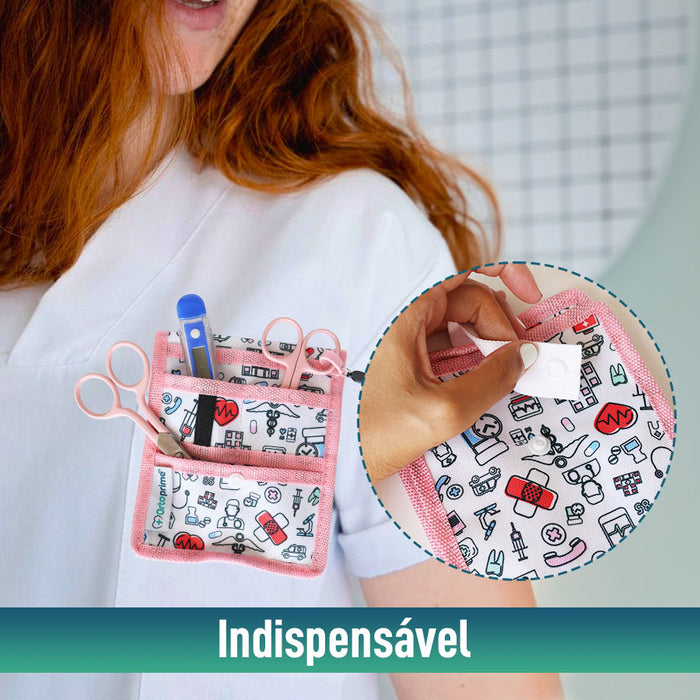 Porta-bolsos de Enfermagem com Vários Compartimentos | Cor Rosa