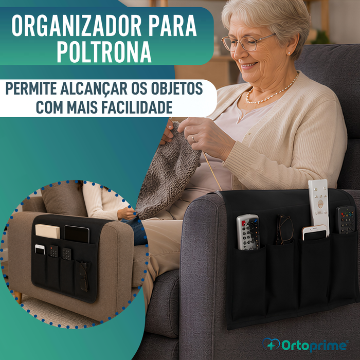 Organizador de Braço de Sofá 5 Bolsos | Antiderrapante
