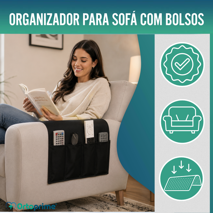 Organizador de Braço de Sofá 5 Bolsos | Antiderrapante