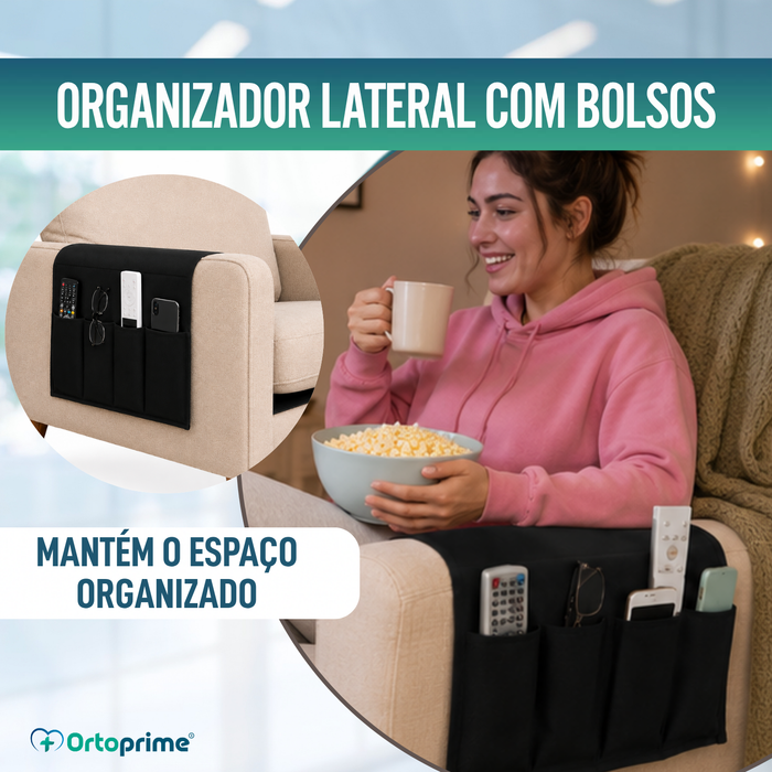 Organizador de Braço de Sofá 5 Bolsos | Antiderrapante