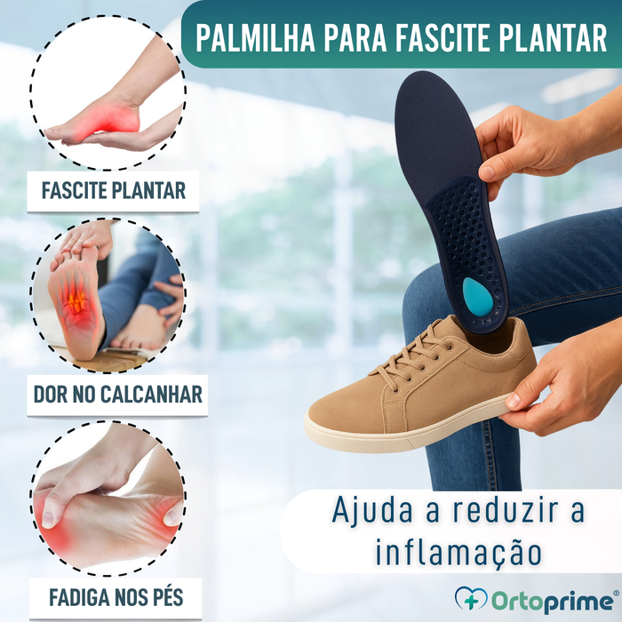 Palmilhas ortopédicas para fascite plantar | 3 tamanhos
