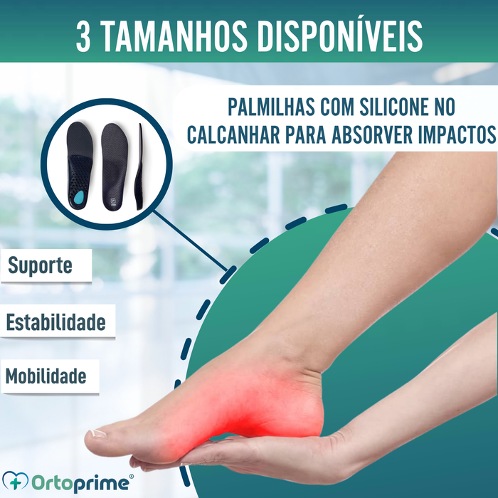 Palmilhas ortopédicas para fascite plantar | 3 tamanhos
