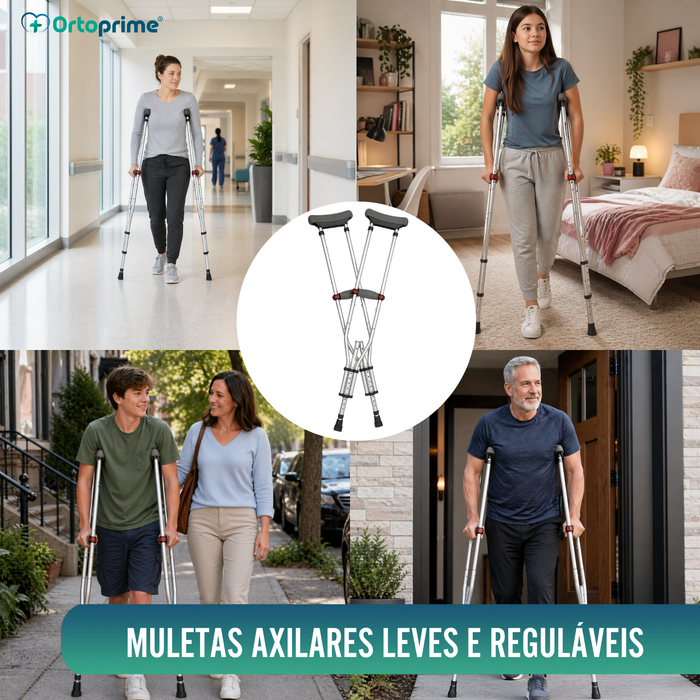 Muletas Axilares de Alumínio Reguláveis | Pack de 2
