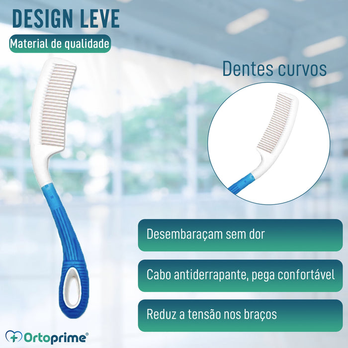 Pente para Desembaraçar de Dentes Curvos e Cabo Comprido