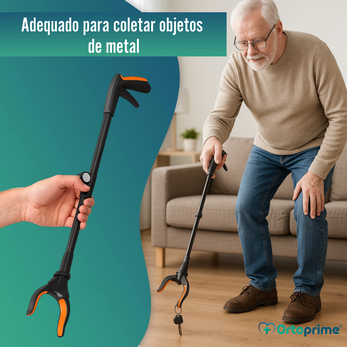 Pinça Recolhe Objetos com Imã e LED | Alcançador Dobrável