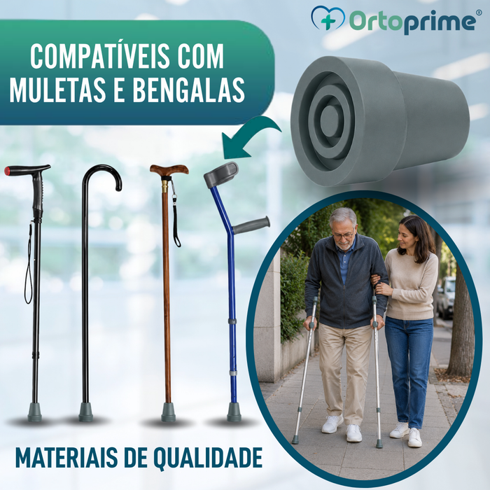 Ponteira Antiderrapante para Bengala e Muleta | 2 Unid