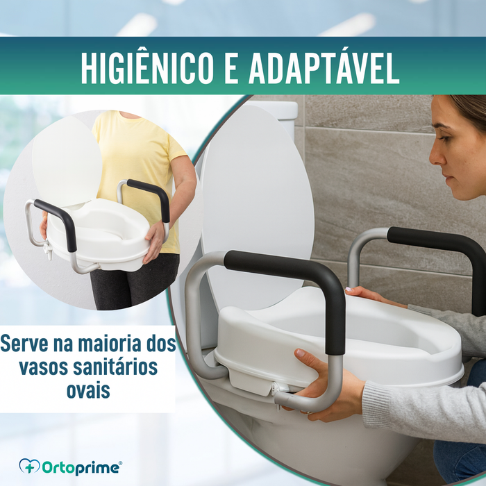 Elevador WC 10cm com Tapa e Braços | Alçador WC Universal