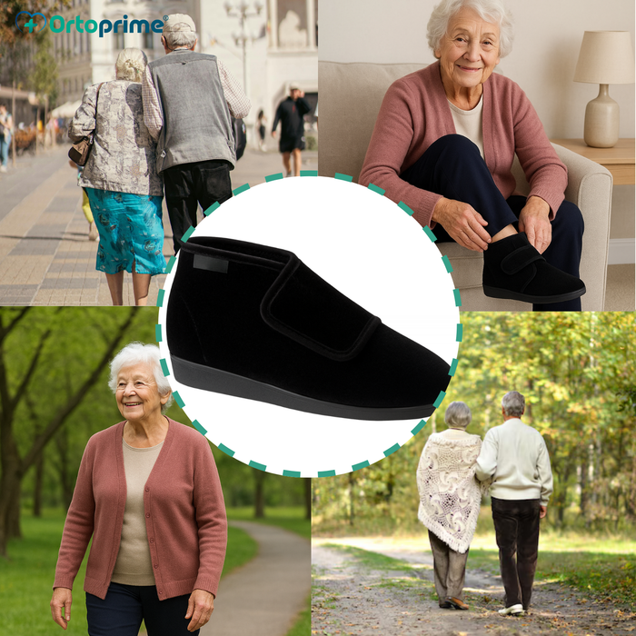 Bota de Veludo com Corte Alto - Com Fecho de Velcro