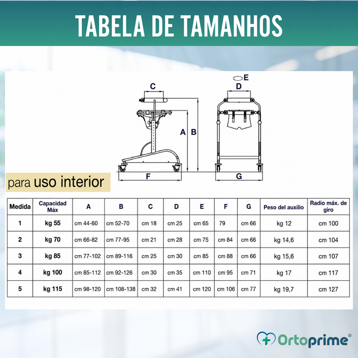Andarilho Ortopédico para Reabilitação - Uso Interno