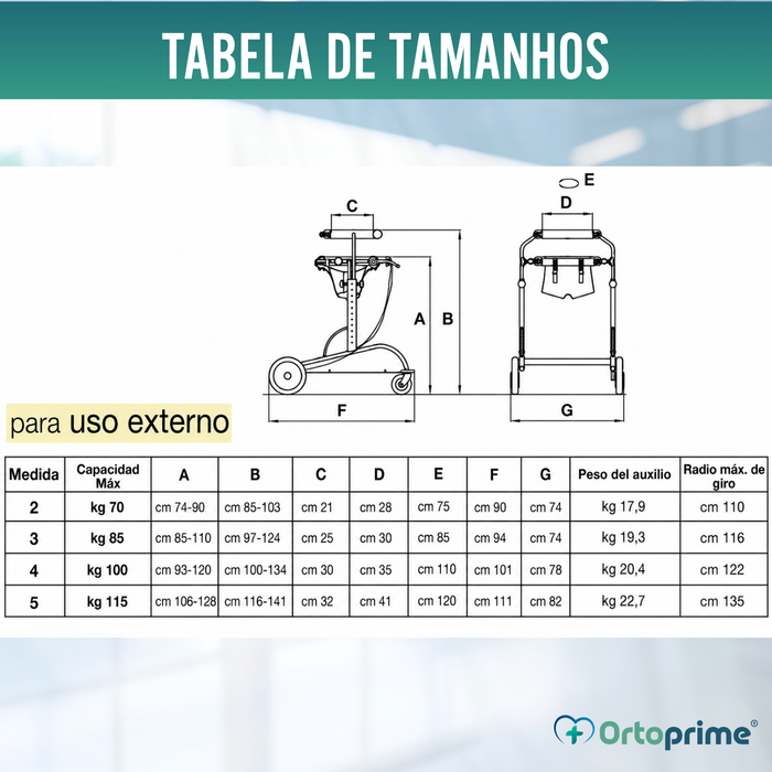 Andarilho Ortopédico para Reabilitação - Uso Externo