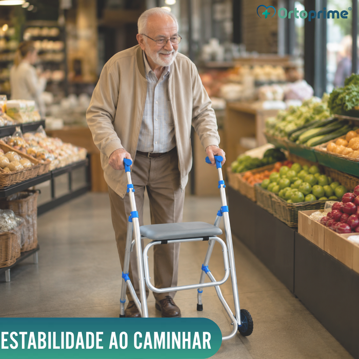 Andarilho Dobrável de Alumínio com Assento