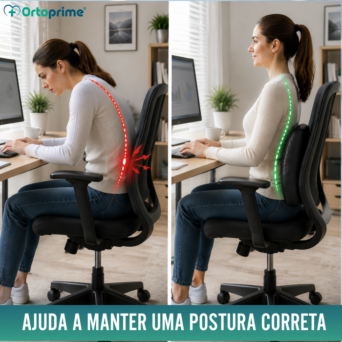 Almofada com Espuma de Memória para Lombar - Preta