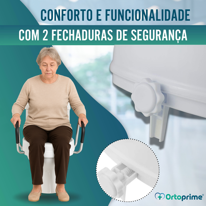 Elevador WC 10cm com Tapa e Braços | Alçador WC Universal