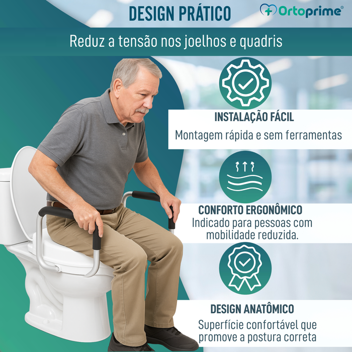 Elevador WC 10cm com Tapa e Braços | Alçador WC Universal