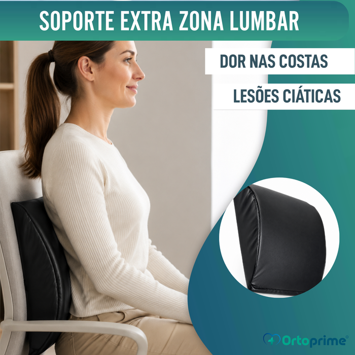 Almofada com Espuma de Memória para Lombar - Preta