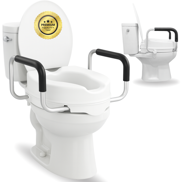 Elevador WC 10cm com Tapa e Braços | Alçador WC Universal