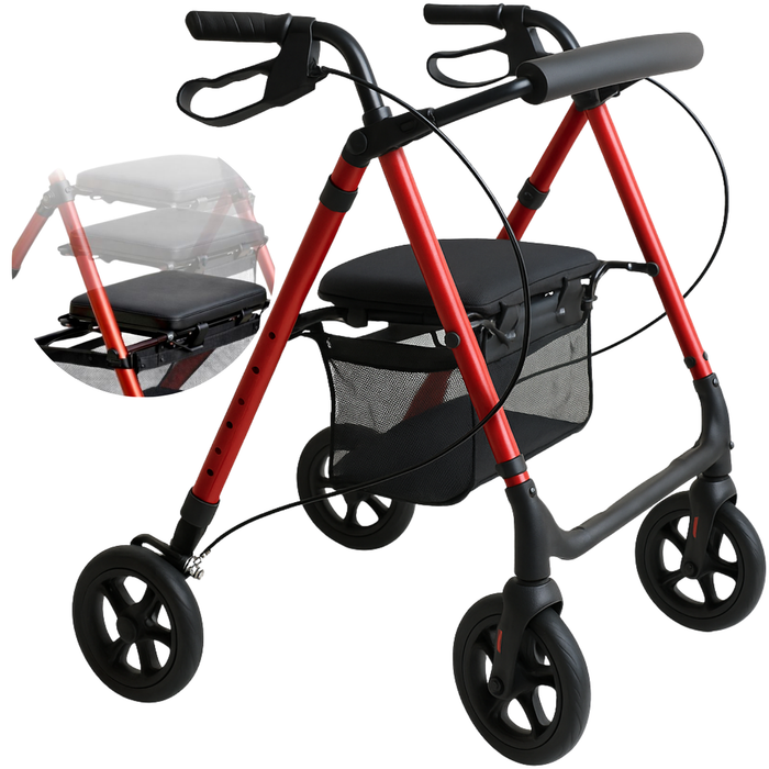 Andarilho Rollator com Assento Regulável Dobrável