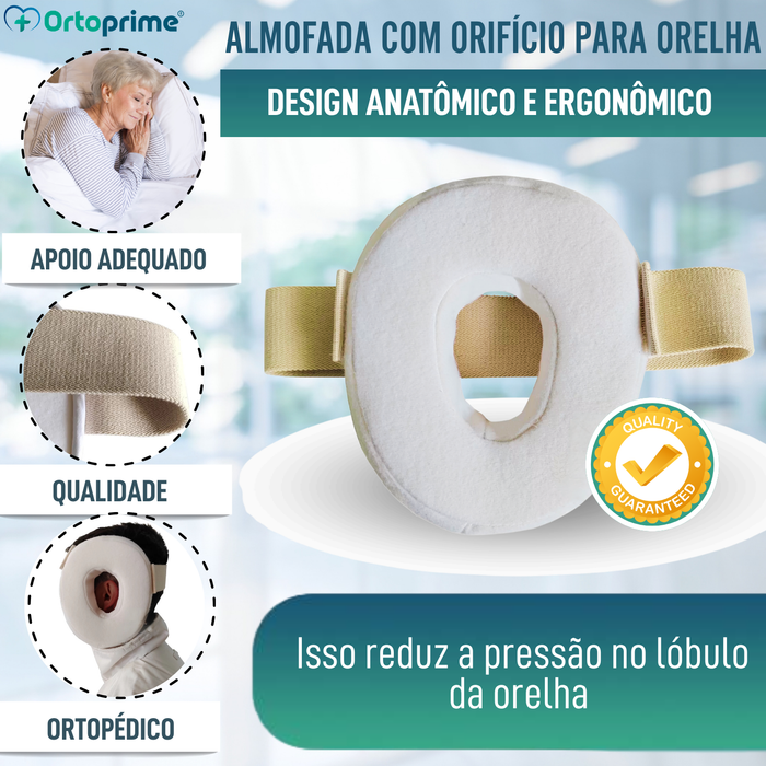 Almofada Antiescaras para Orelha com Orifício Ajustável
