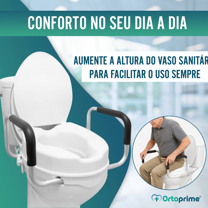 Elevador WC 10cm com Tapa e Braços | Alçador WC Universal