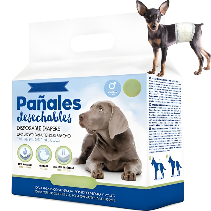 Fraldas para Cão Macho Ultra Absorventes | Pack 12 Unid.