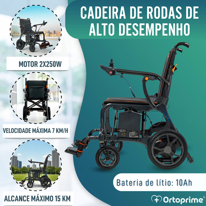 Cadeira de Rodas Elétrica Ultraligeira com Motores Brushless