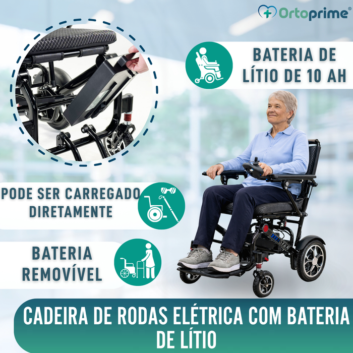 Cadeira de Rodas Elétrica Dobrável Ultra Leve | 10Ah