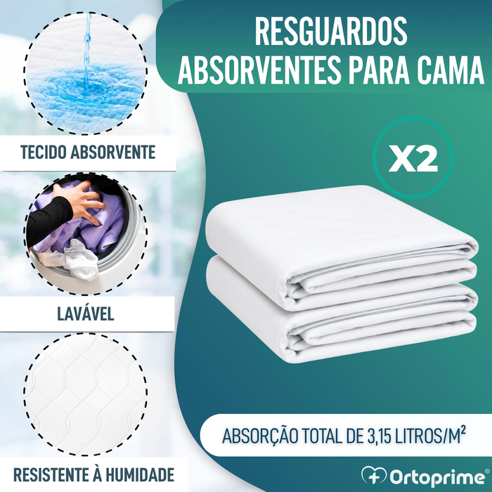Pacote de 2 Capas Absorventes e Laváveis para Cama de Adulto com 135 cm - ECO Com Asas