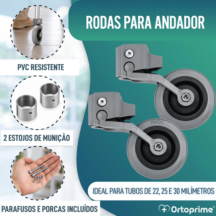 Kit de 2 Rodas para Cadeira de Rodas - 22 e 30 mm