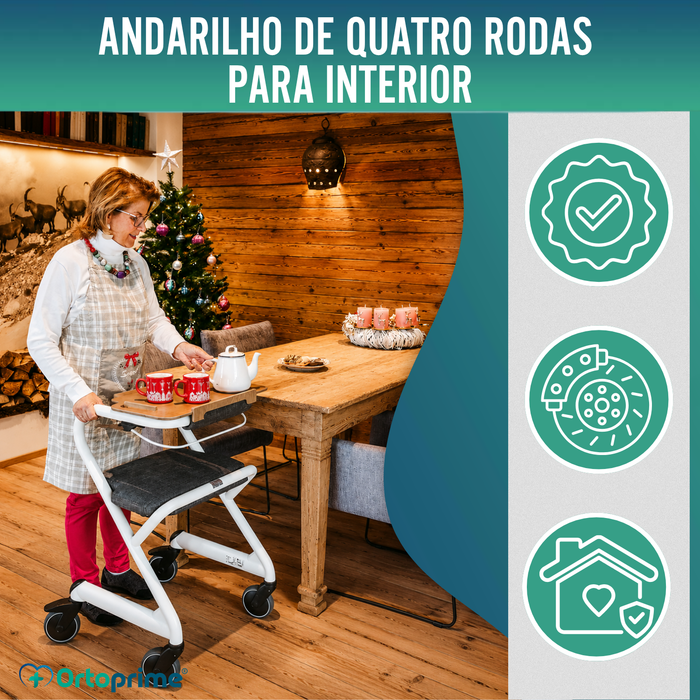 Andarilho Rollator com Assento e Travão Central | Interior